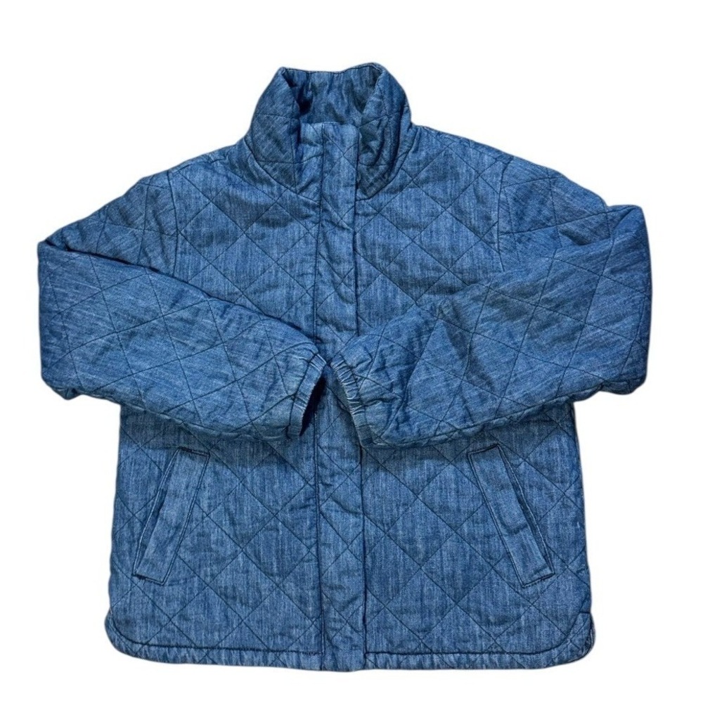 Old Navy Womens Quilted Chambray Jacket XS Blue Lightweight‎ Puffer Casual - Picture 3 of 11